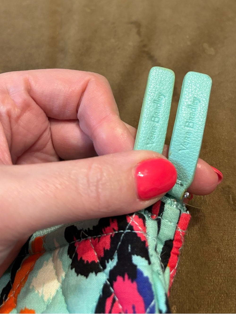 Vera Bradley- Set of 2- Mint Green Quilted Cosmetic Pouches - Picture 2 of 10